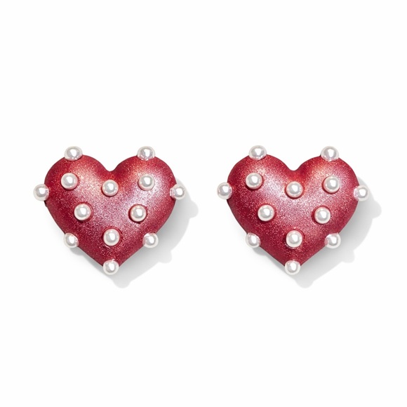Anthropologie Jewelry - ⚜️ Elegant Red Heart Stud Earrings